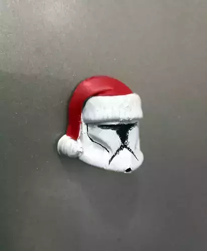 santa Clone Trooper fridge magnet print in place No Supports 3D print model