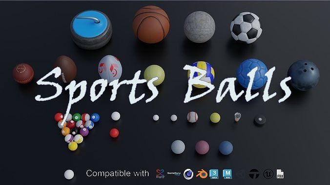 Sport Balls Low-poly 3D model