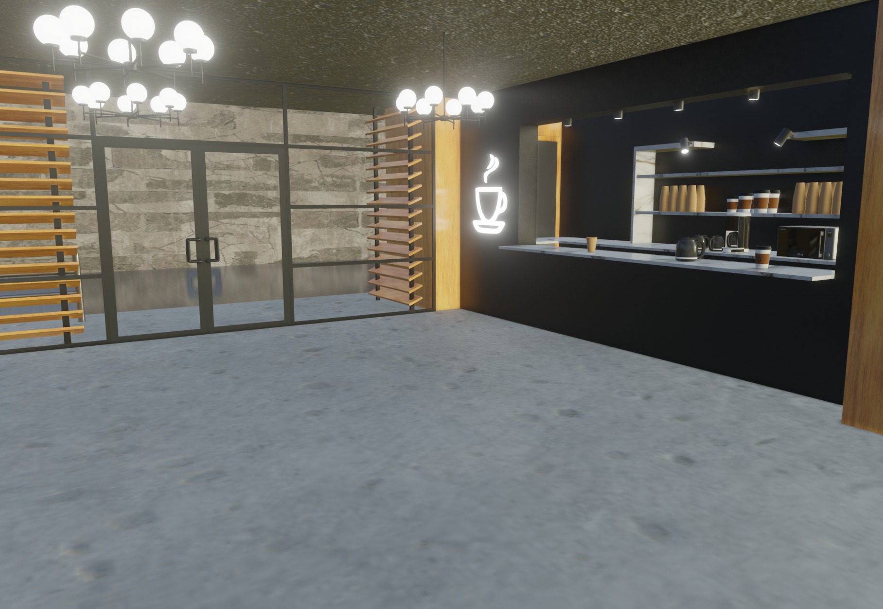 coffee shop LOW POLY 3D model_3