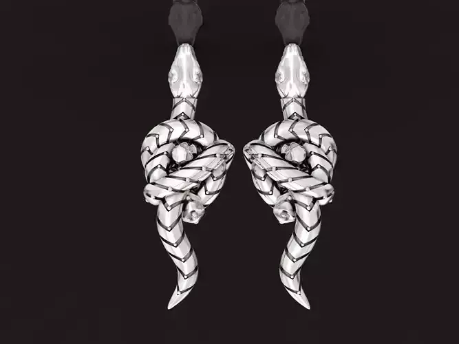 Skull Snake studs Earrings McQueen 1480 3D print model