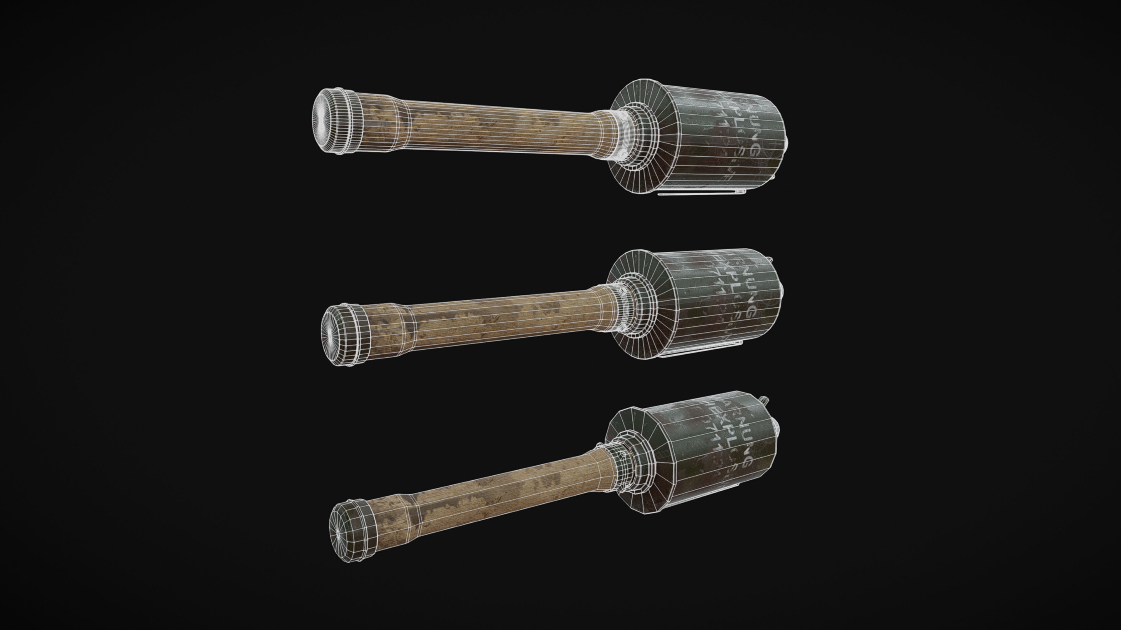 German M24 Stick Grenade 3D model_3