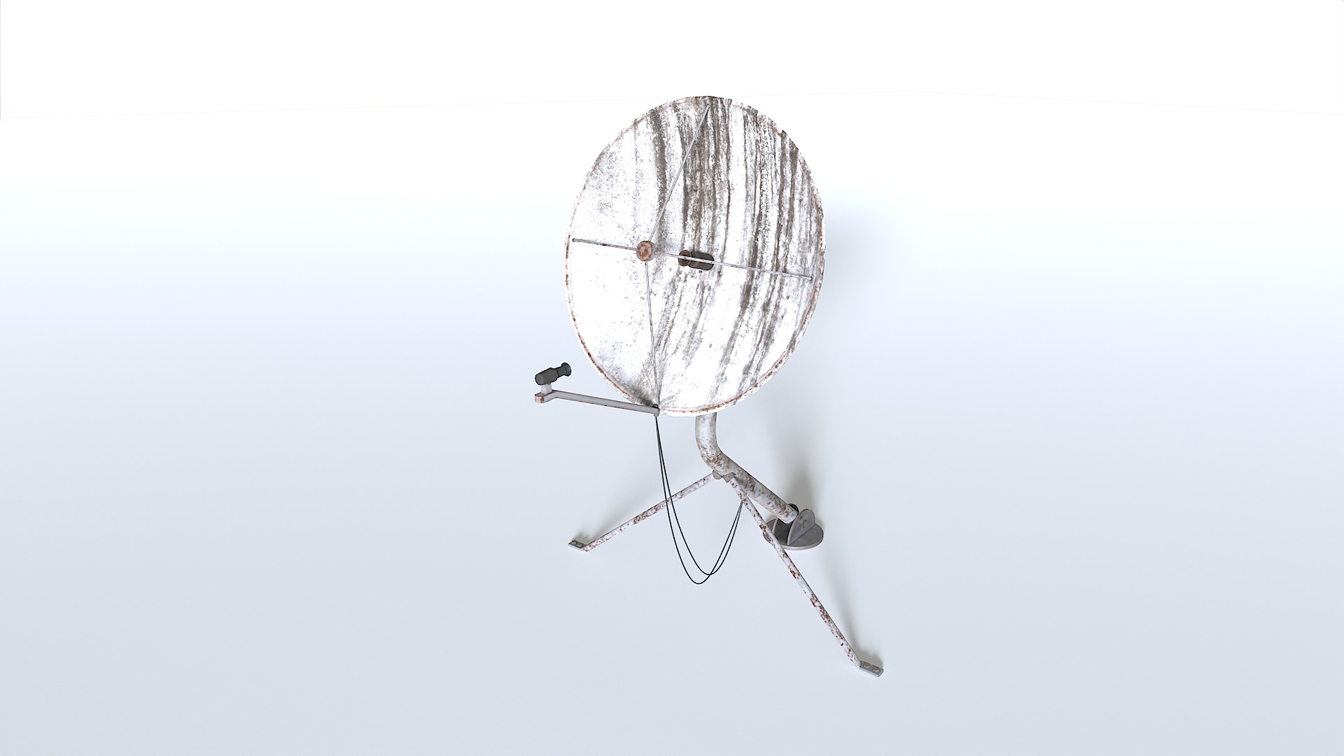 Old and rusty dish antenna Low-poly 3D model_1
