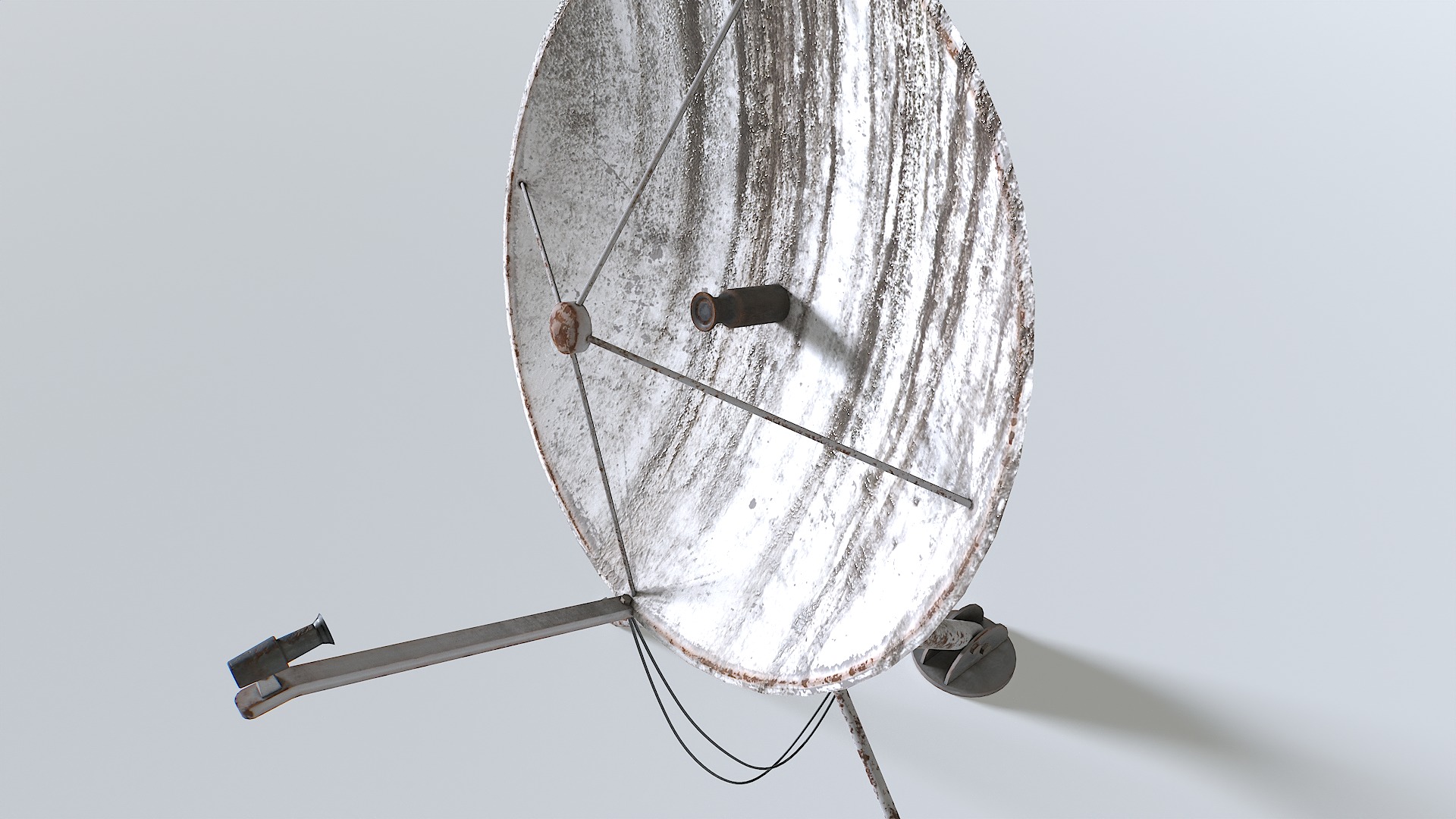 Old and rusty dish antenna Low-poly 3D model_7