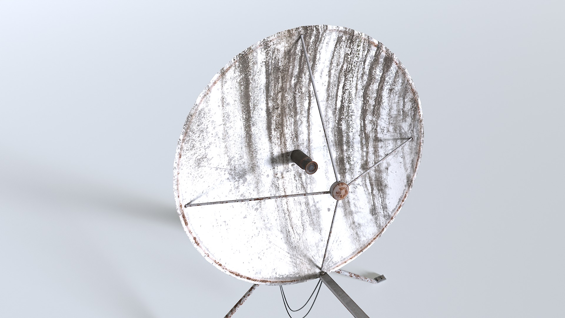 Old and rusty dish antenna Low-poly 3D model_3