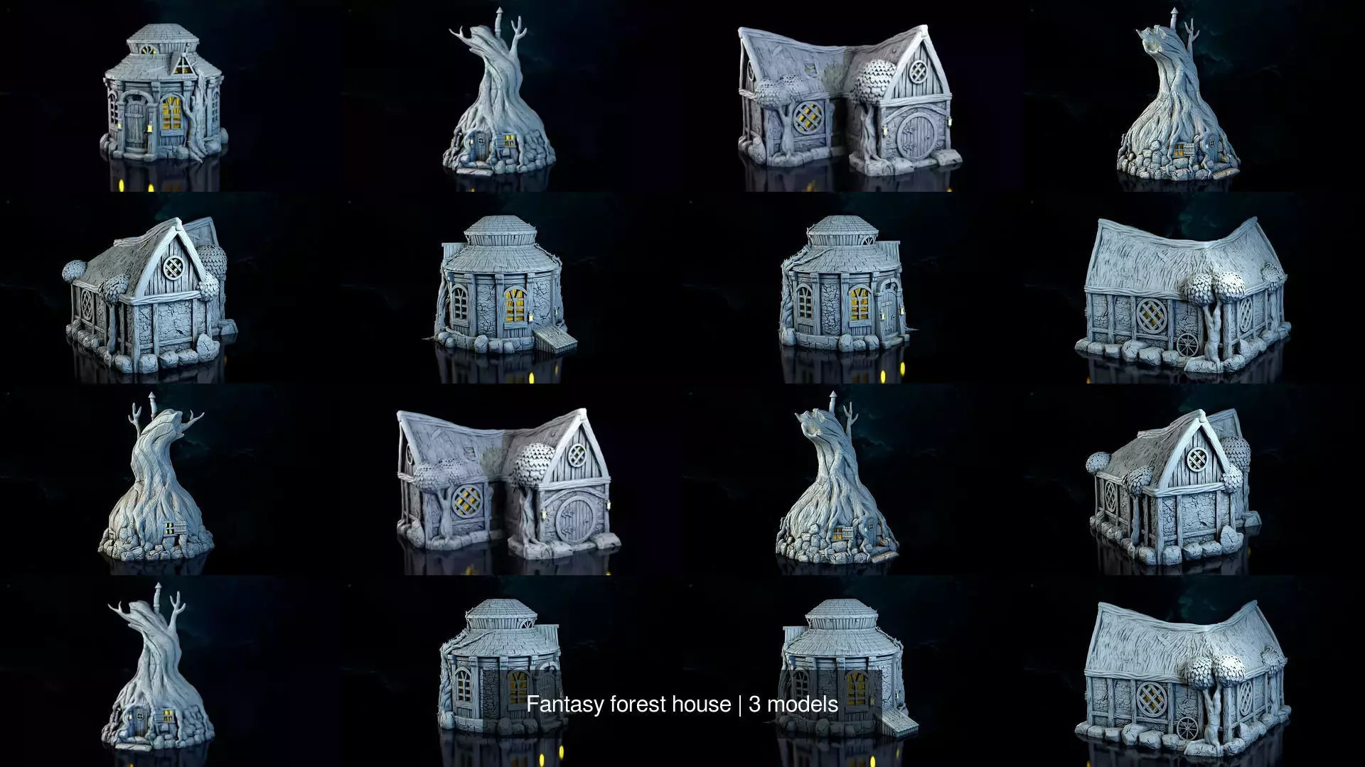 Fantasy forest house 3D Model Collection_1