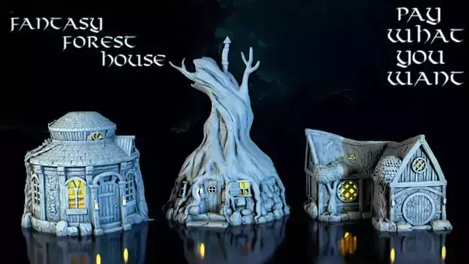 Fantasy forest house 3D Model Collection