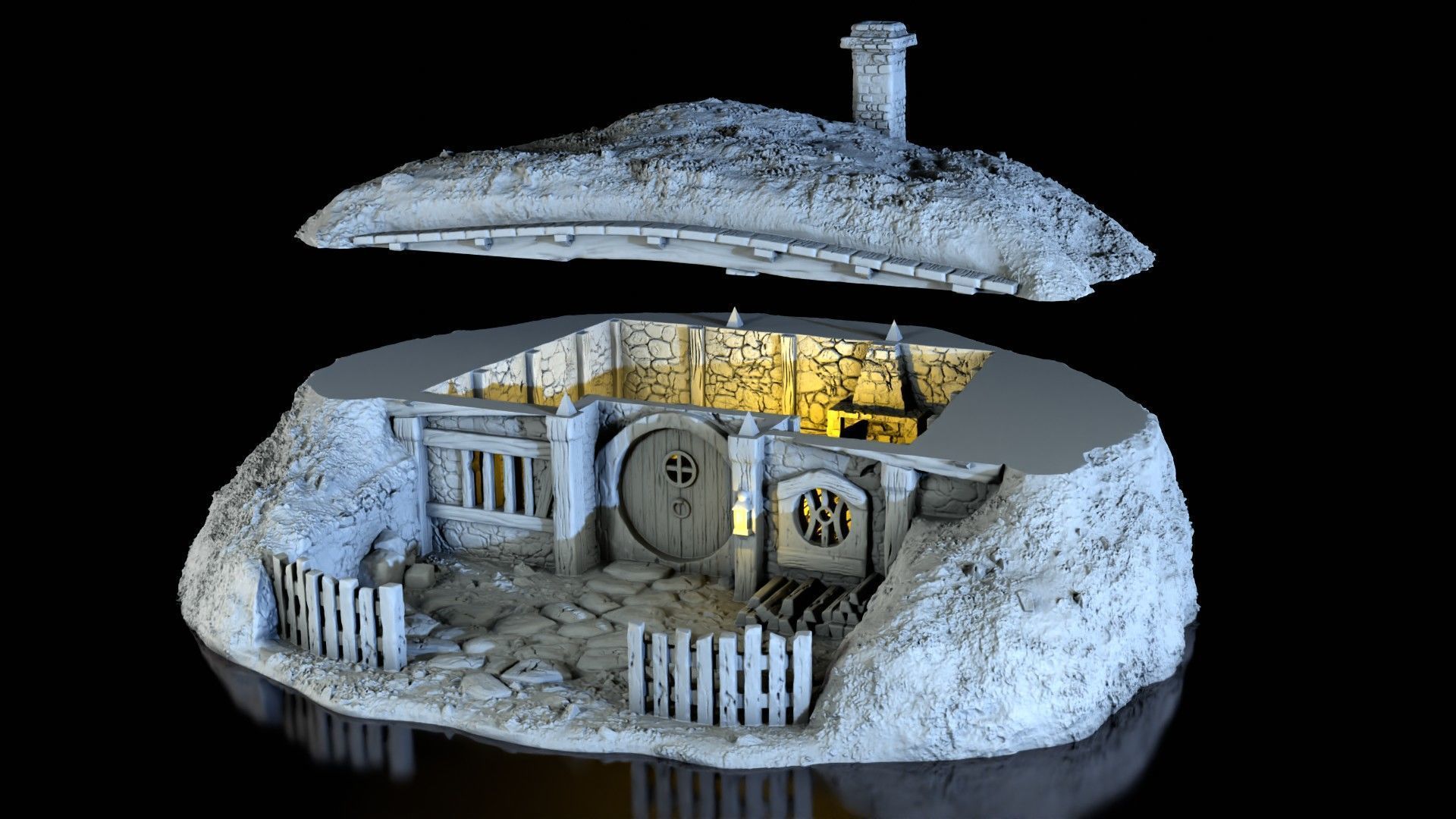 The house in the hill 3D print model_3
