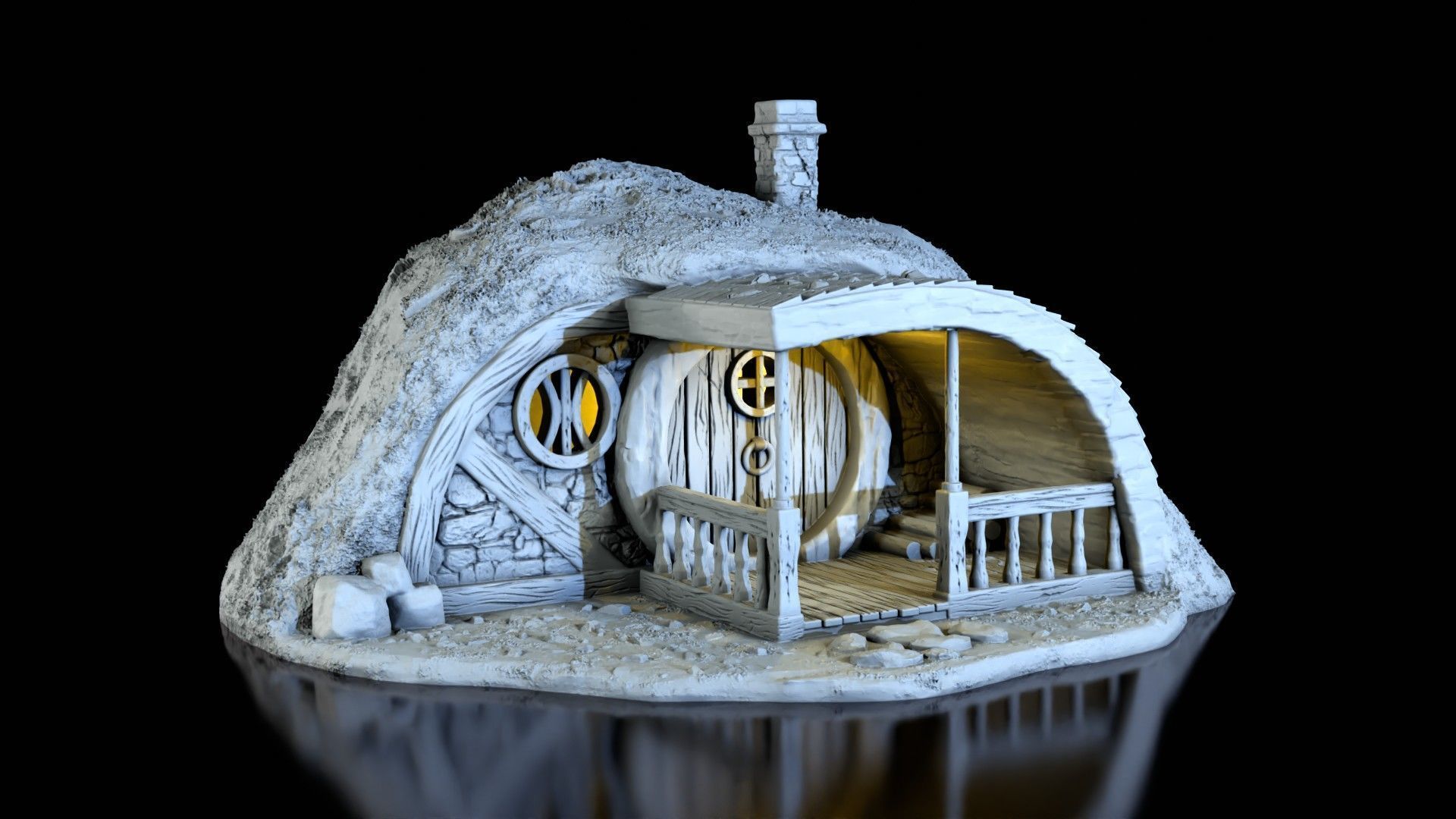 Small house in the hill 3D print model_1