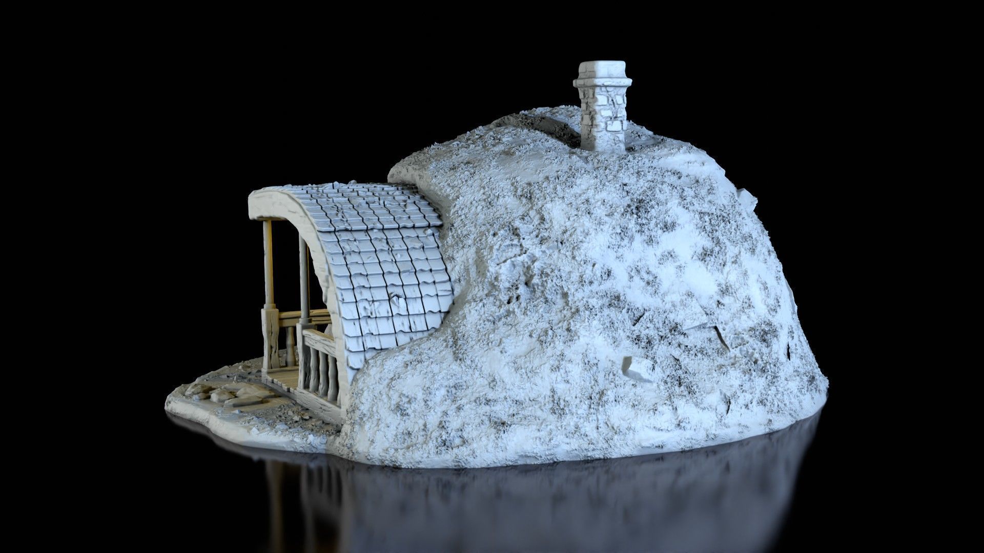 Small house in the hill 3D print model_2