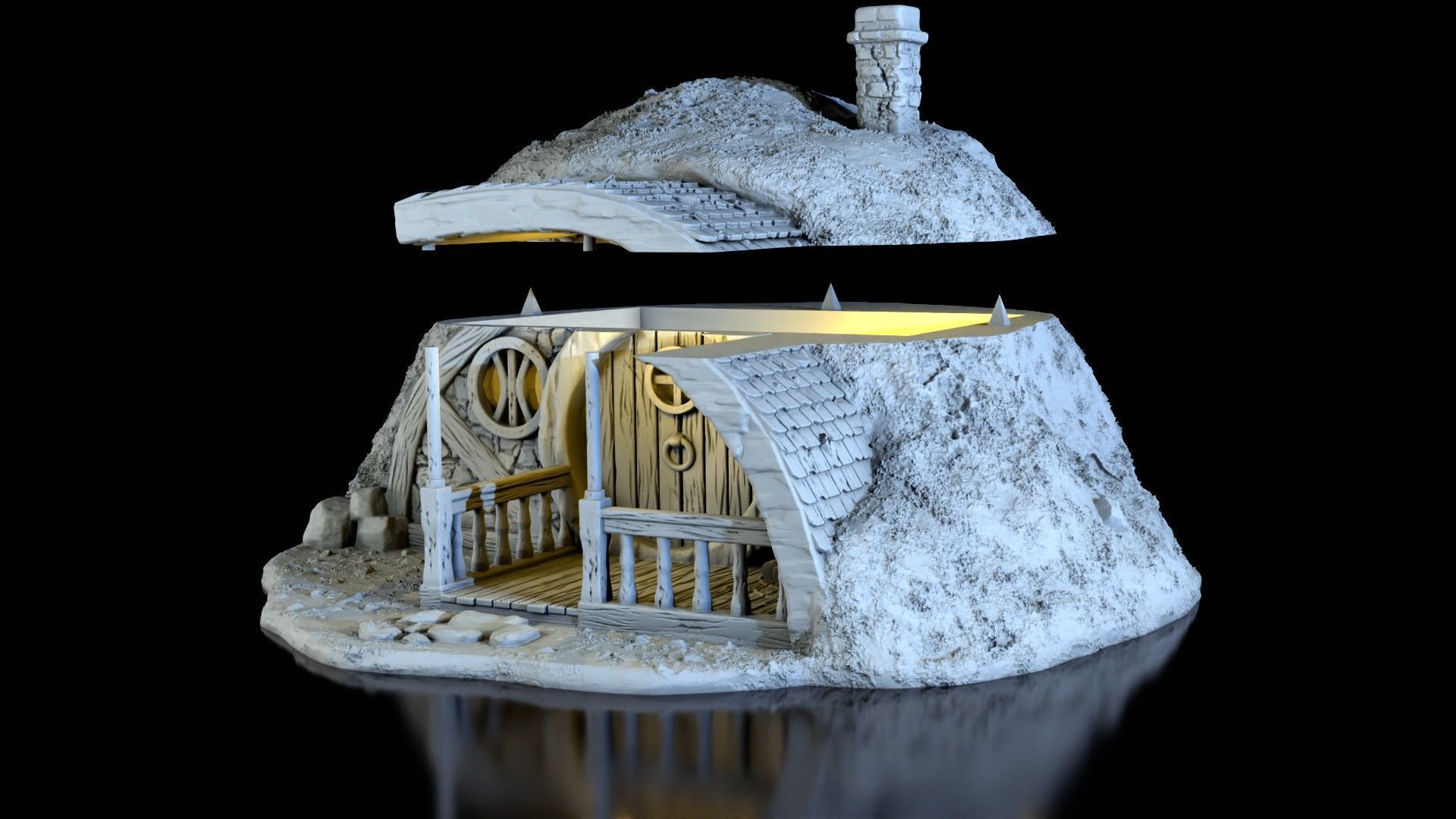 Small house in the hill 3D print model_3