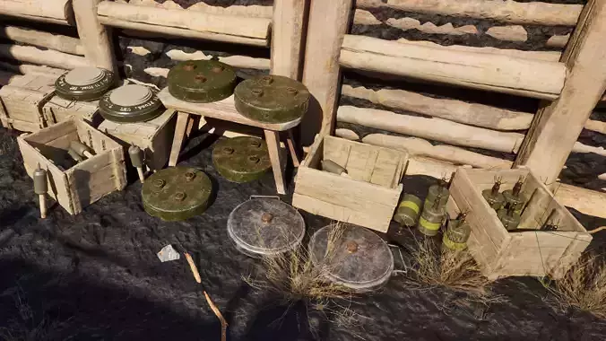 German WW2 Mine Pack 3D Model Collection