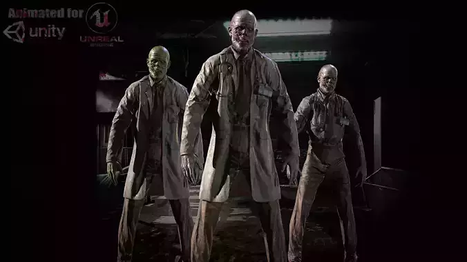 Zombie Doctor Low-poly 3D model