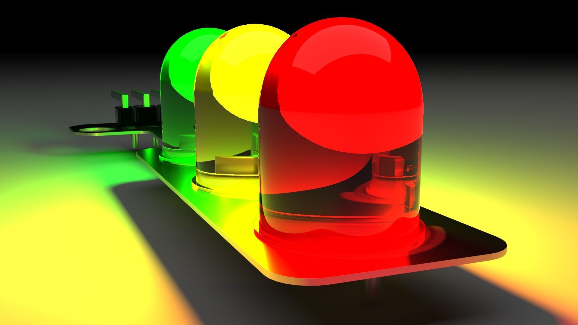 Illuminated Traffic Lights LED Module 3D model_2