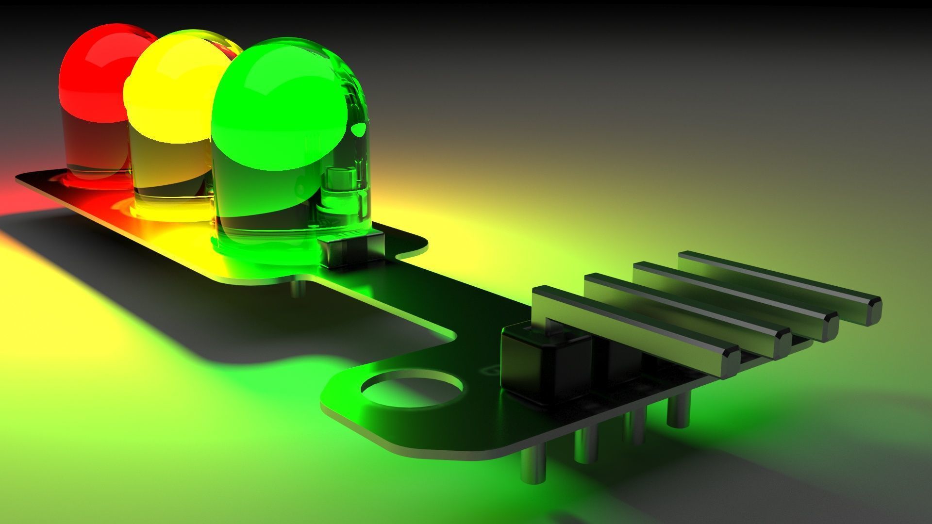Illuminated Traffic Lights LED Module 3D model_7