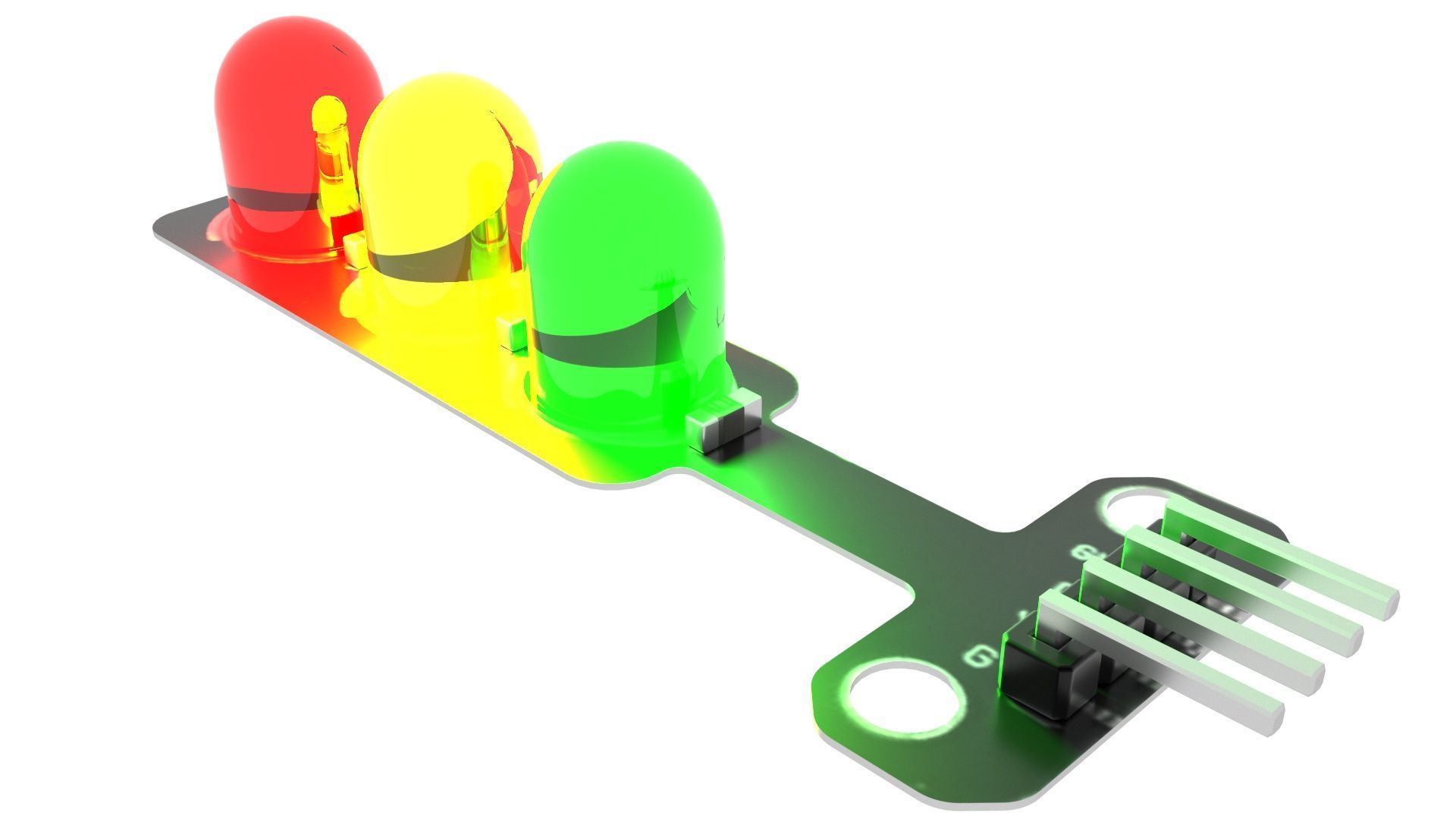 Illuminated Traffic Lights LED Module 3D model_10