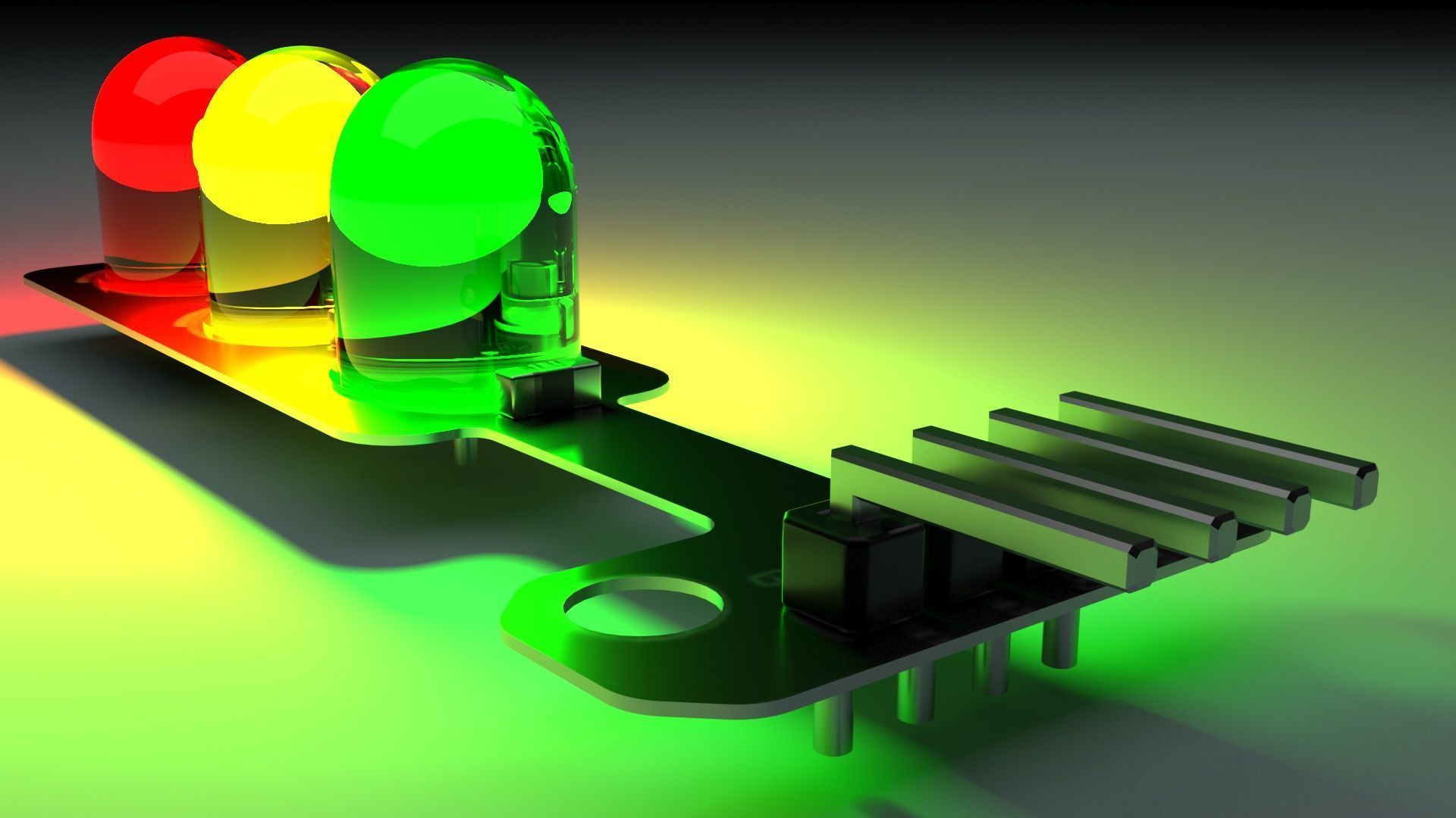 Illuminated Traffic Lights LED Module 3D model_8
