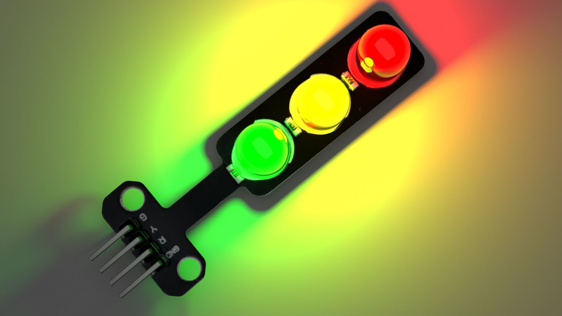 Illuminated Traffic Lights LED Module 3D model_1
