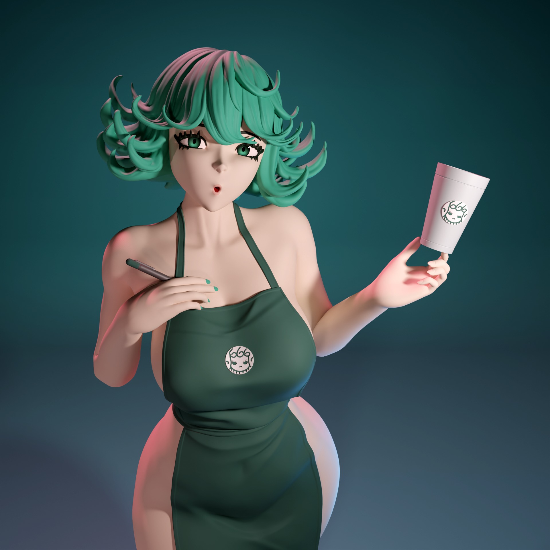 Starbucks Tatsumaki from Onepunchman 3D print model_5