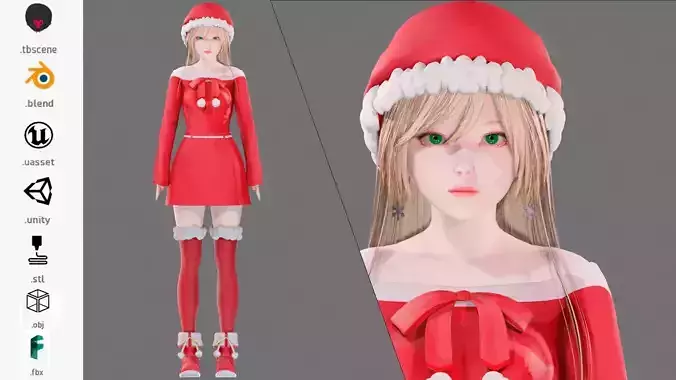 Christmas Clothing 0002 - UE5 - Unity - Blender - Animated