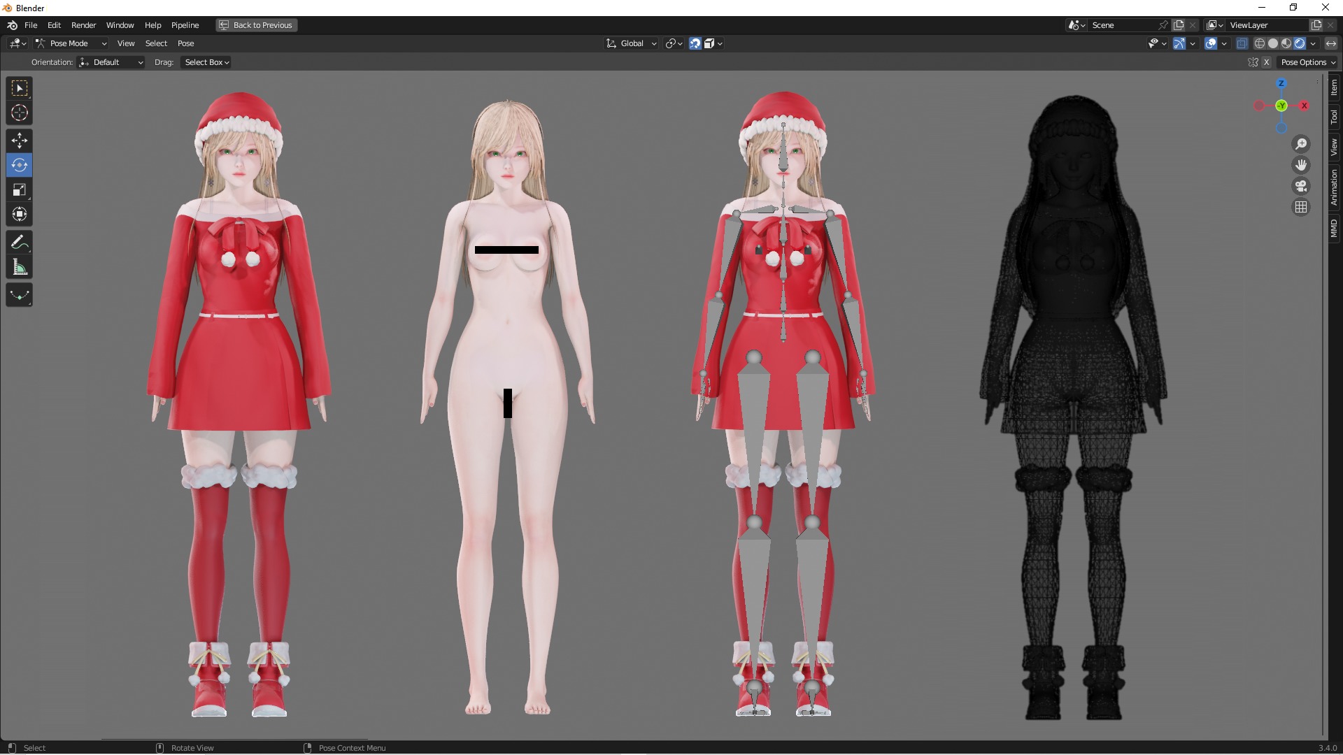 Christmas Clothing 0002 - UE5 - Unity - Blender - Animated Low-poly 3D model_3