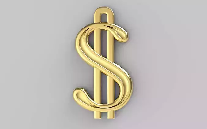 Dollar sign pendant 3D print model 