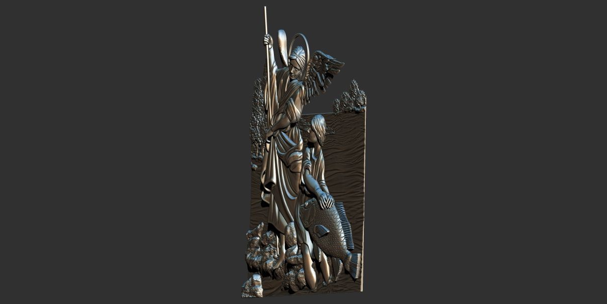 The Archangel Raphael and Tobias 3d relief model cnc 3D print model_2