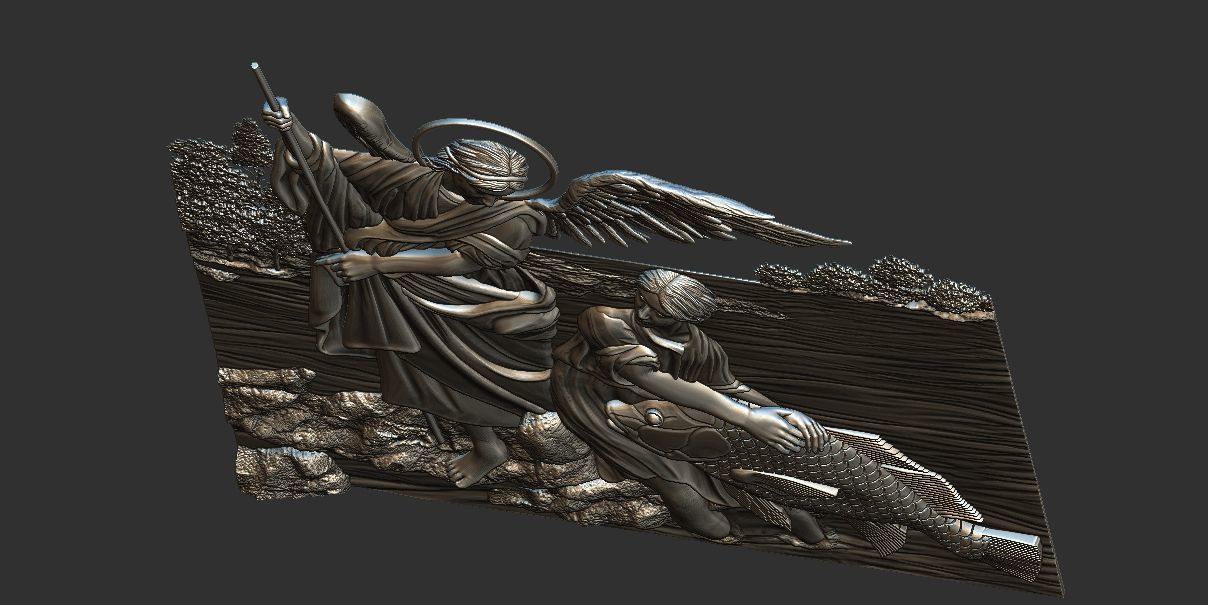 The Archangel Raphael and Tobias 3d relief model cnc 3D print model_3