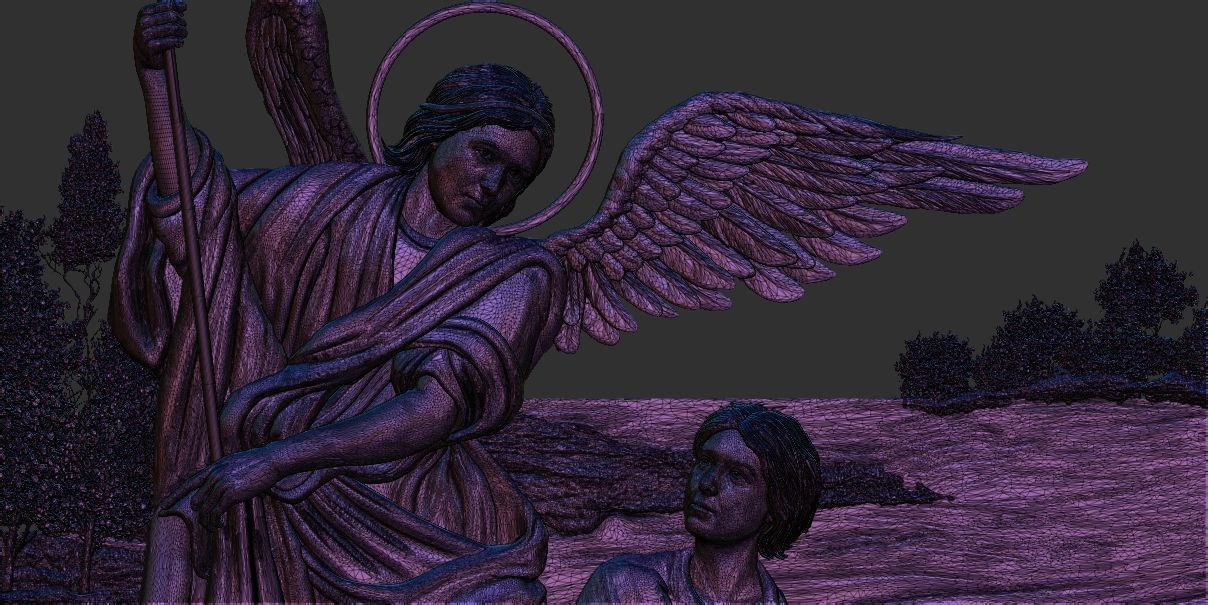 The Archangel Raphael and Tobias 3d relief model cnc 3D print model_7