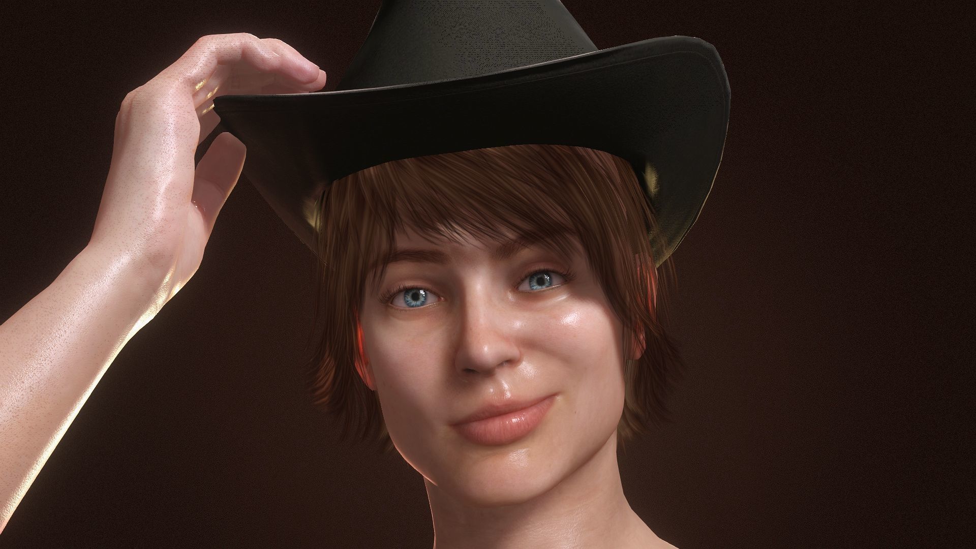 Realistic naked cowgirl 3D model_2