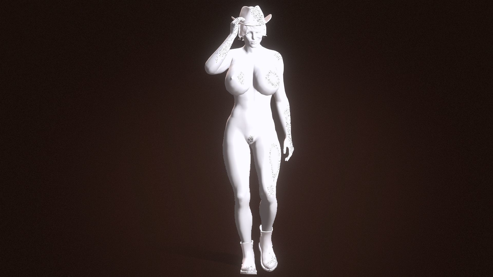 Realistic naked cowgirl 3D model_16