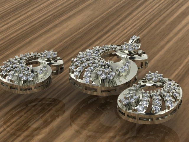 Beautiful diamond pendant with Tops Locket set 3D print model_8