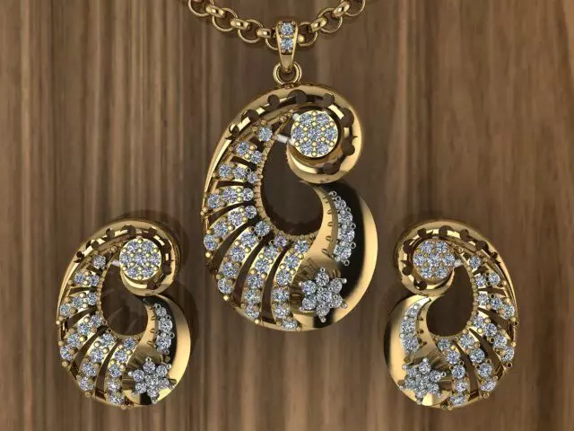 Beautiful diamond pendant with Tops Locket set 3D print model_0