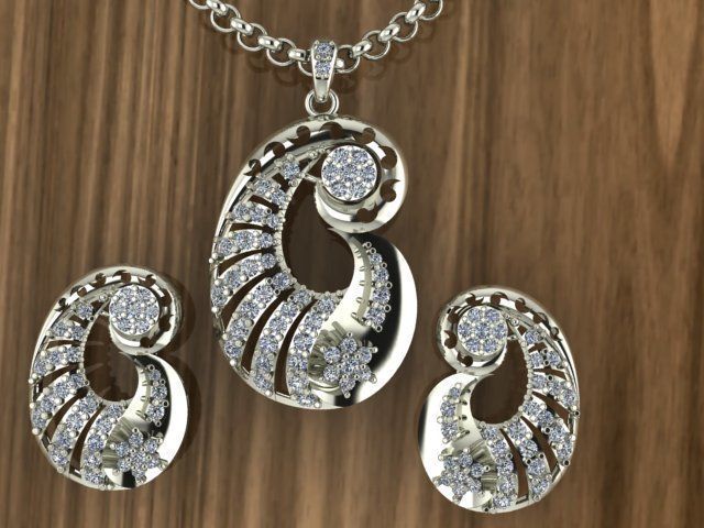 Beautiful diamond pendant with Tops Locket set 3D print model_7