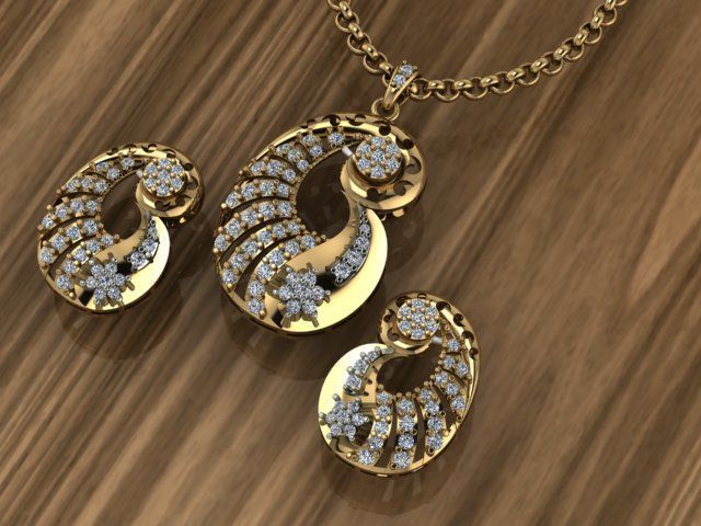 Beautiful diamond pendant with Tops Locket set 3D print model_1
