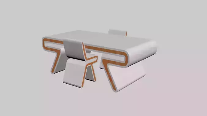 modern low-poly table and chairs