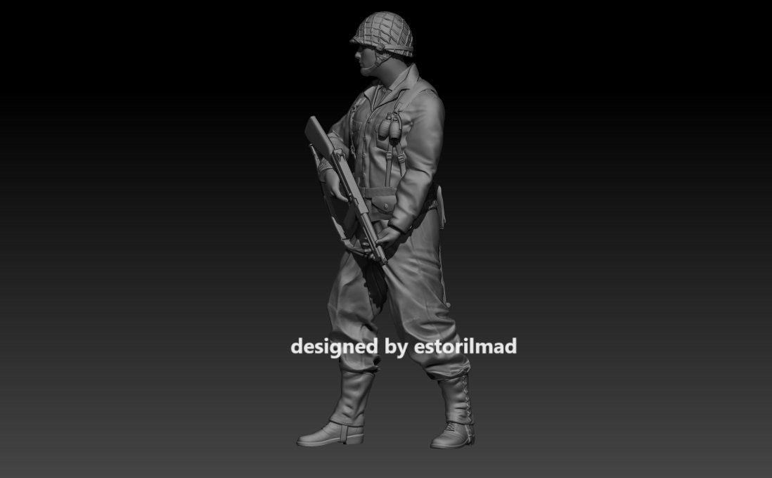 WW2 SOLDADO AMERICANO EN POSE 3D print model_1