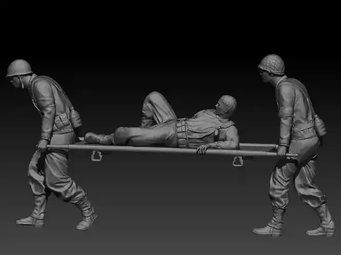  PACK OF AMERICAN SOLDIERS STRETCHER BEARERS WOUNDED 3D print model