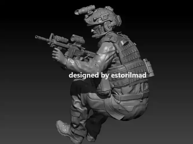 SPECIAL FORCES SOLDIER SHOOTING HUMMER  HUMVEE 3D print model