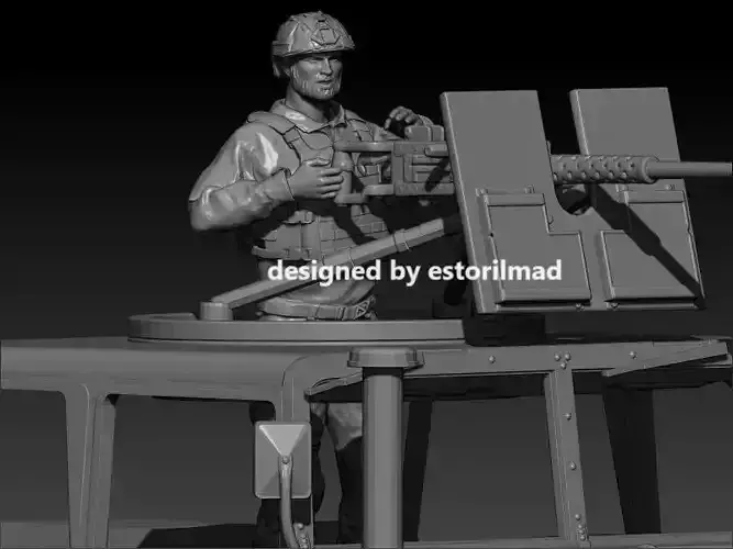 SOLDADO TIRADOR AMETRALLADORA HUMMER HUMVEE 3D print model