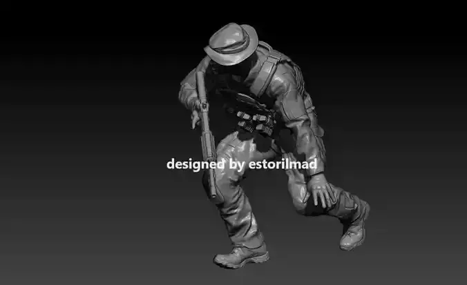 SOLDADO MODERNO EN POSICION 3D print model