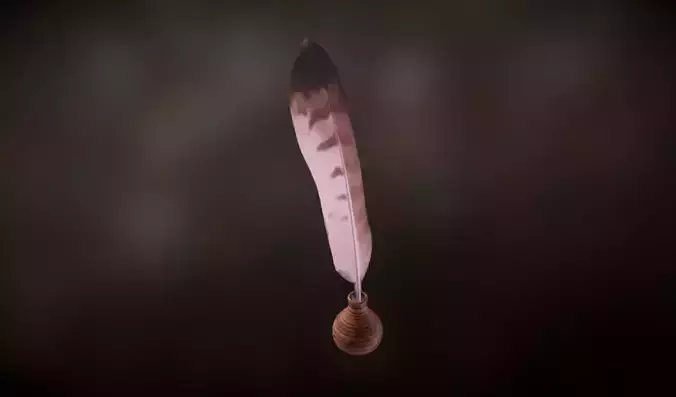 Feather and inkwell 3D model