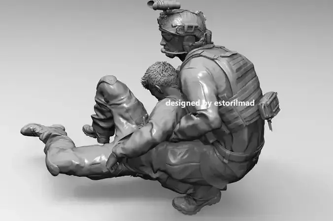 SEAL SPECIAL FORCES SOLDIER WITH WOUNDED V3 3D print model