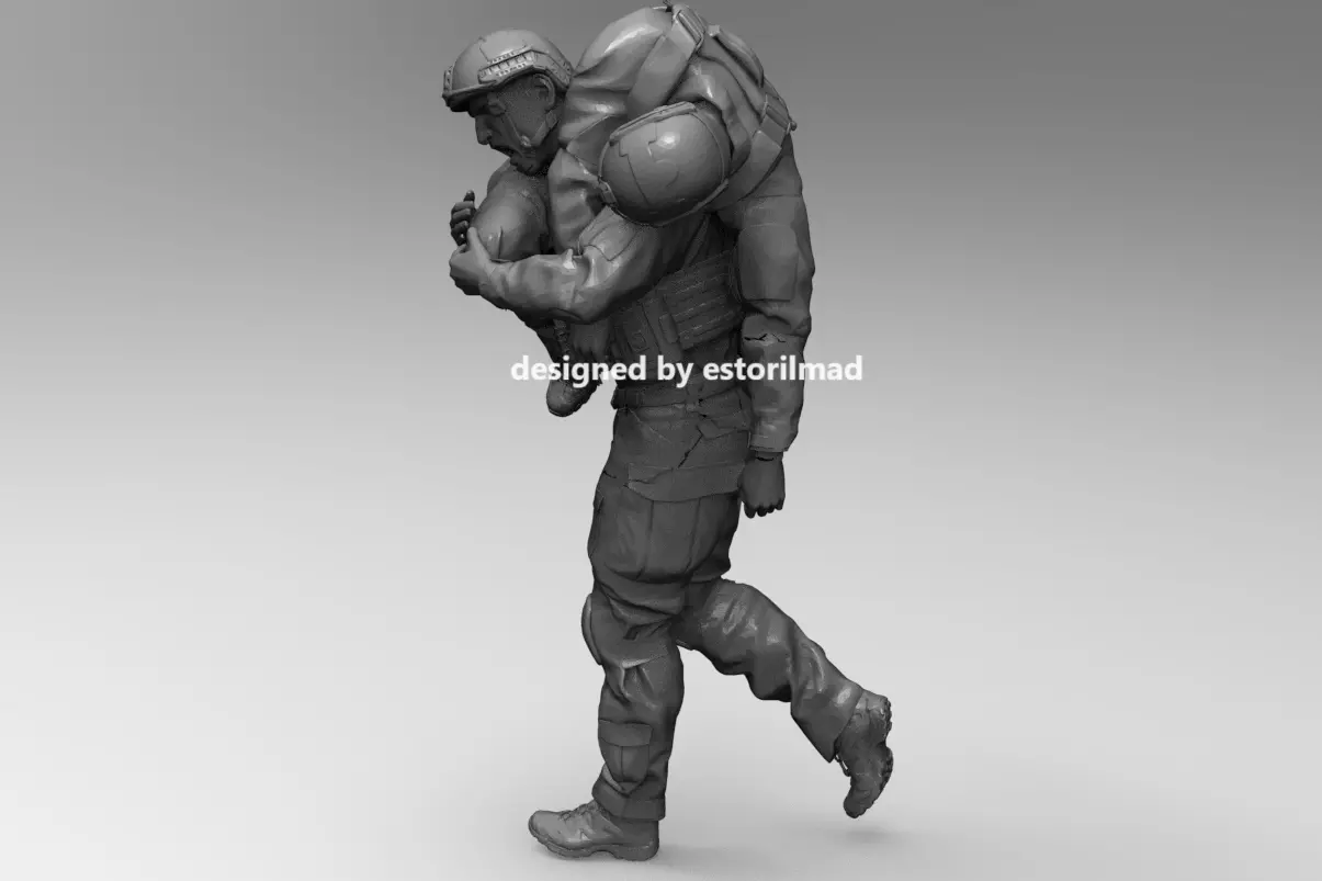 SEAL SPECIAL FORCES SOLDIER WITH WOUNDED V2 3D print model