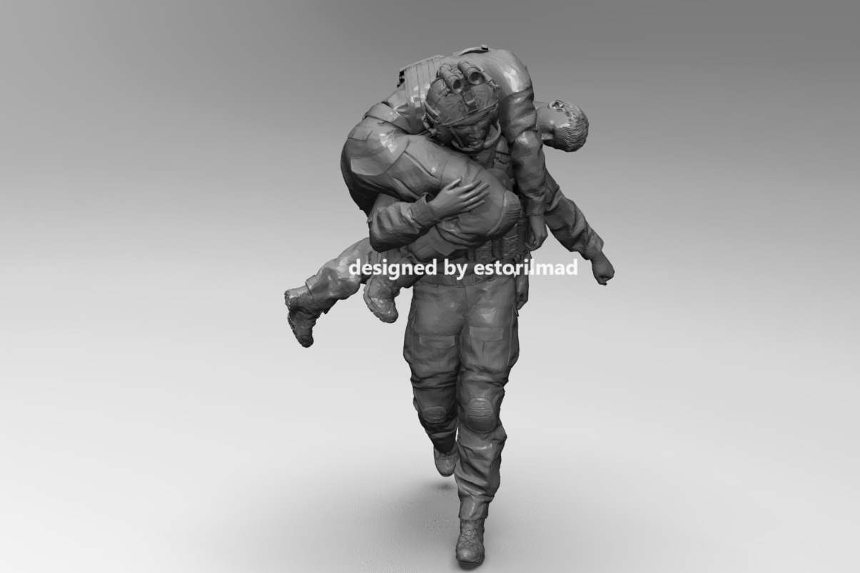SEAL SPECIAL FORCES SOLDIER WITH WOUNDED 3D print model_1