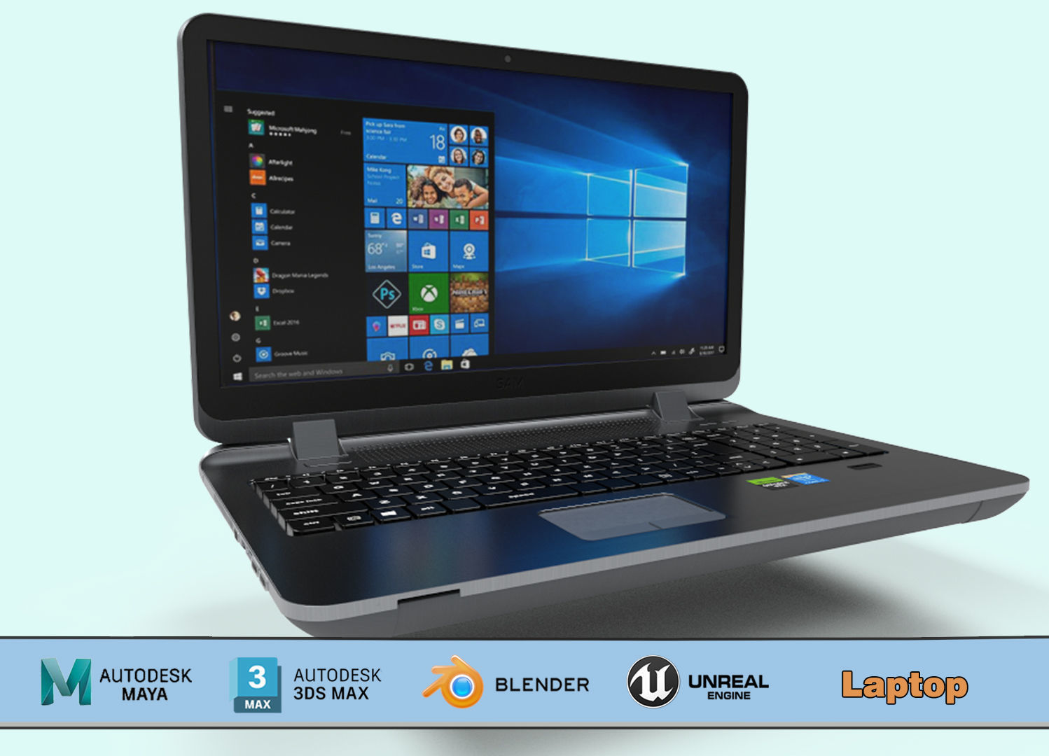 laptop Low-poly 3D model_1