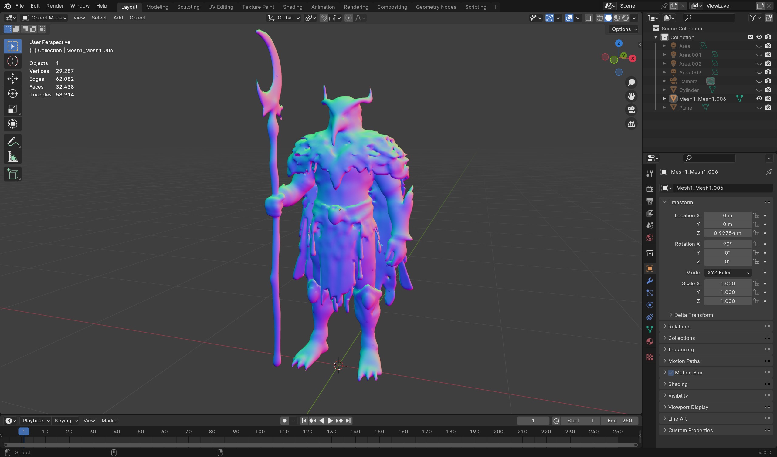 Stylized Owl Warrior with Lunar Staff  3D Model for Games Low-poly 3D model_9