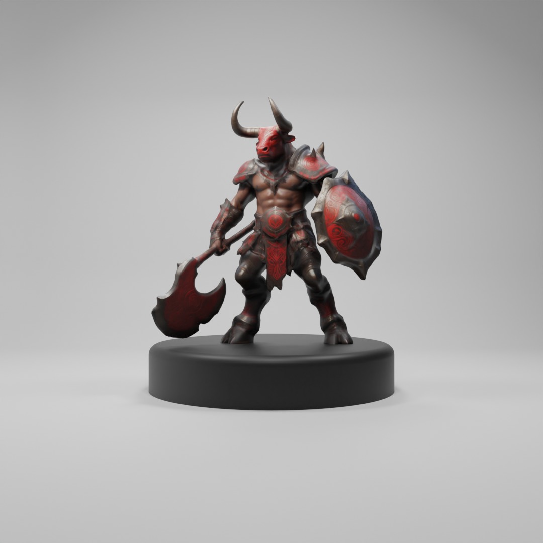 Minotaur Warrior Stylized Character for Games  Animation Low-poly 3D model_1