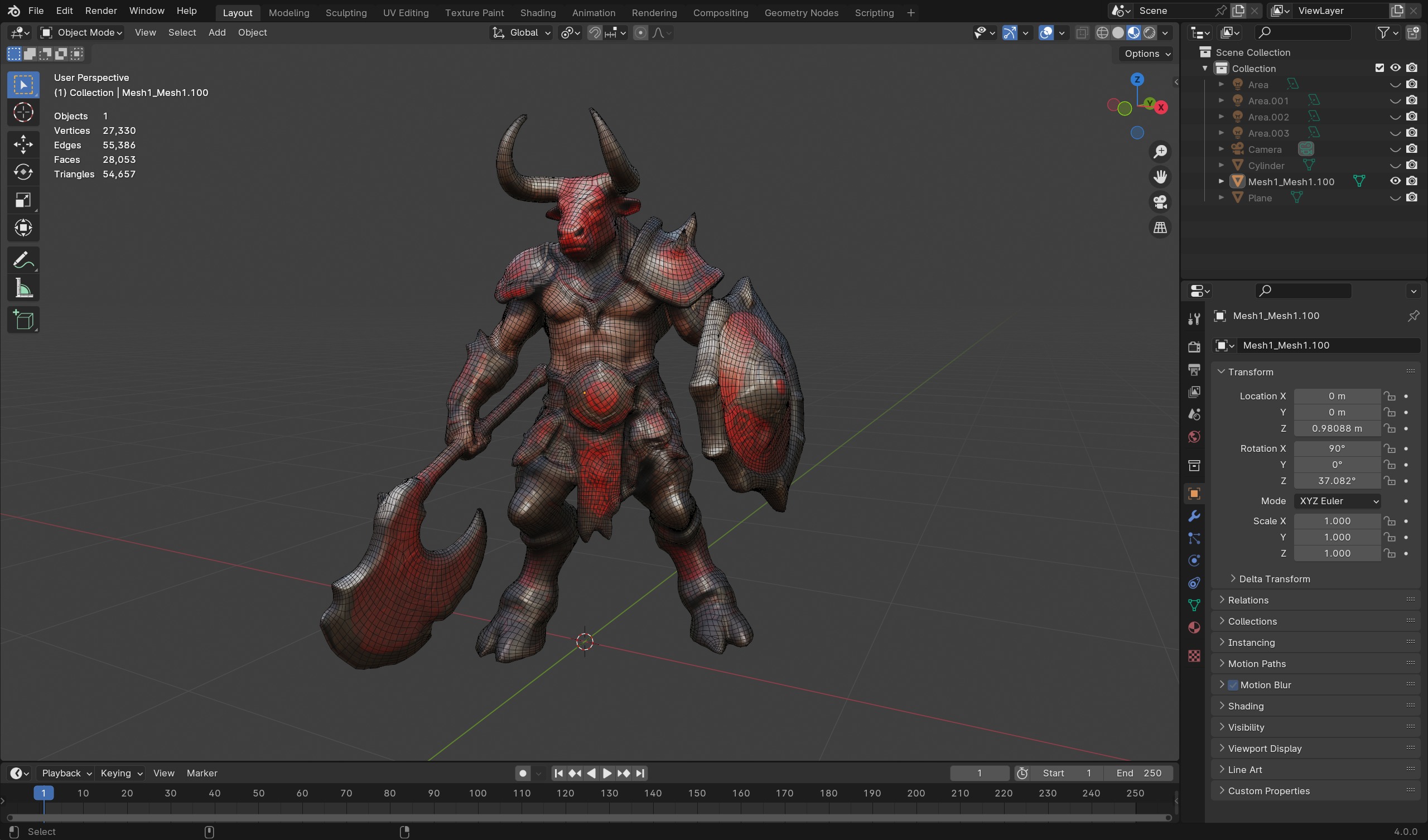 Minotaur Warrior Stylized Character for Games  Animation Low-poly 3D model_5