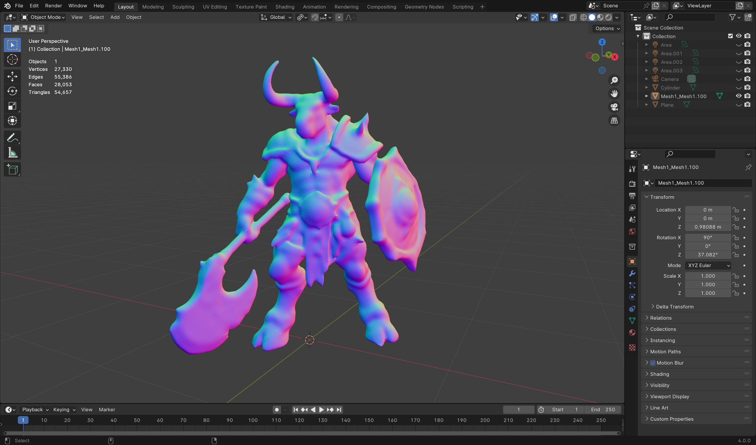 Minotaur Warrior Stylized Character for Games  Animation Low-poly 3D model_9
