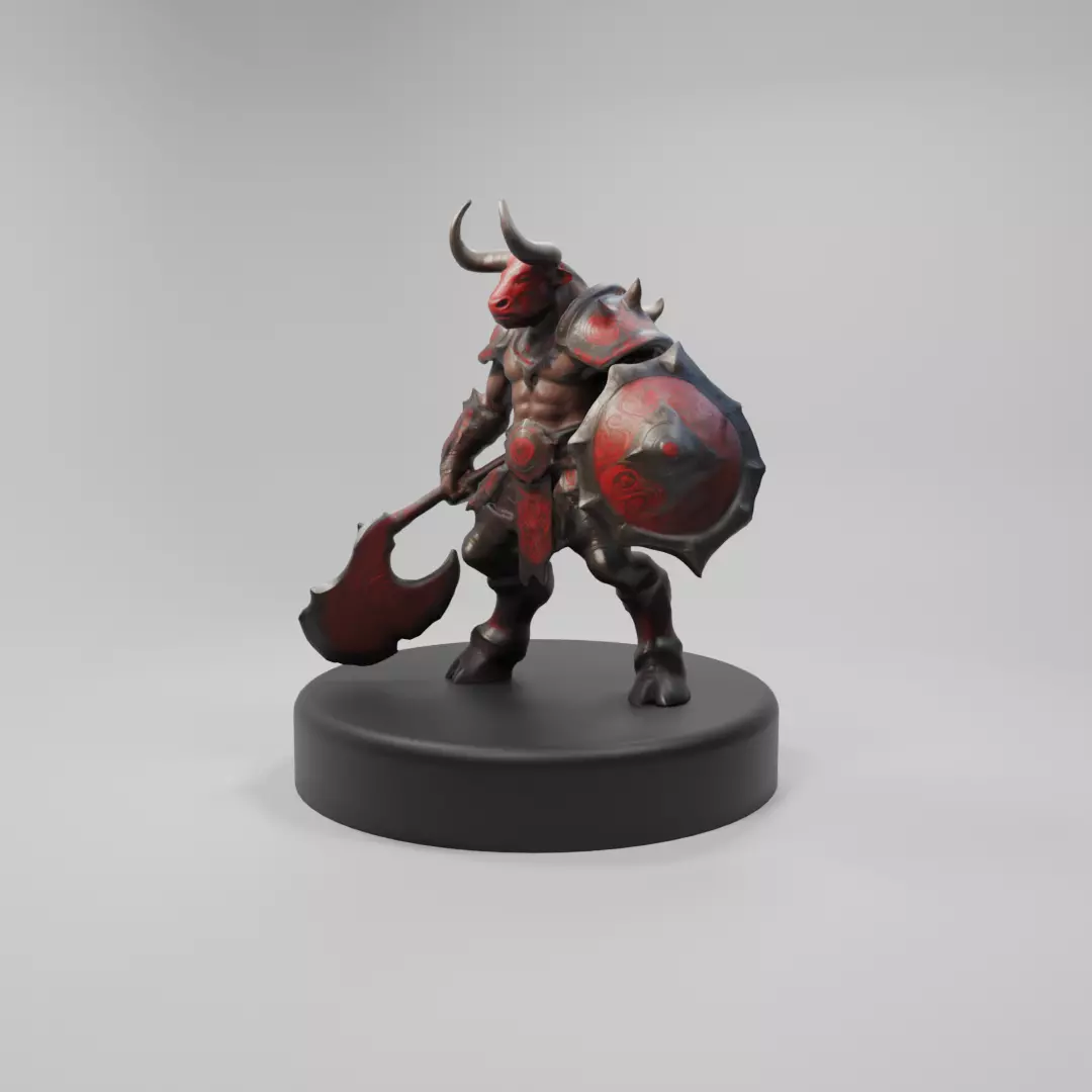 Minotaur Warrior Stylized Character for Games  Animation Low-poly 3D model_0